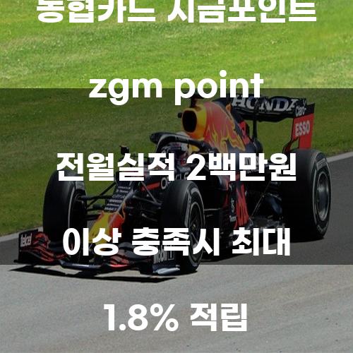 농협카드 지금포인트 ZGM Point: 전월 실적 200만원 이상 충족시 최대 1.8% 적립