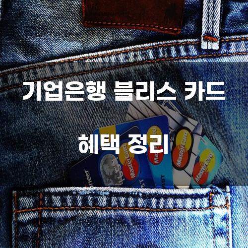기업은행 블리스 카드 혜택 정리