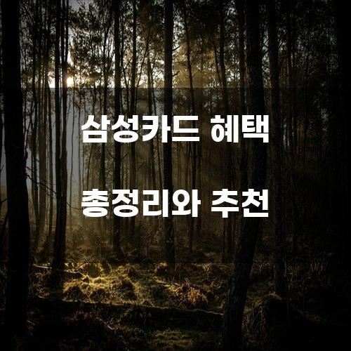 삼성카드 혜택 총정리와 추천
