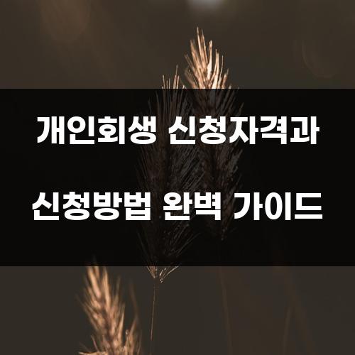 개인회생 신청자격과 신청방법 완벽 가이드