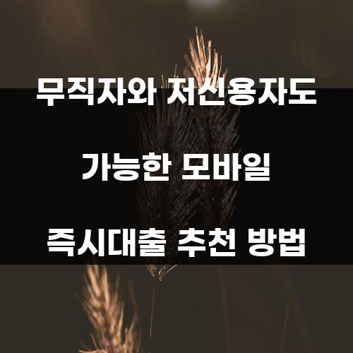 무직자와 저신용자도 가능한 모바일 즉시대출 추천 방법