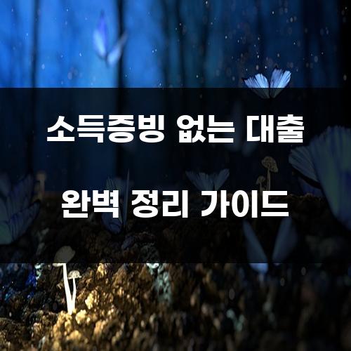소득증빙 없는 대출 완벽 정리 가이드
