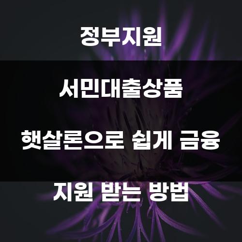 정부지원 서민대출상품 햇살론으로 쉽게 금융 지원 받는 방법