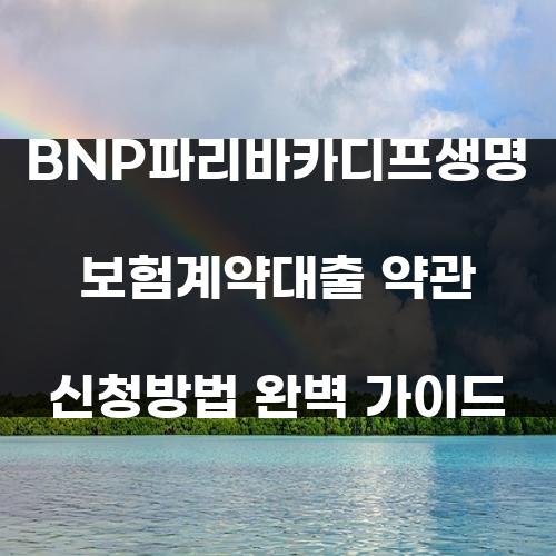 BNP파리바카디프생명 보험계약대출 약관 신청방법 완벽 가이드