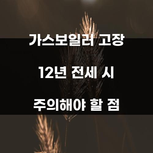 가스보일러 고장 12년 전세 시 주의해야 할 점
