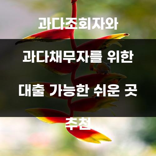 과다조회자와 과다채무자를 위한 대출 가능한 쉬운 곳 추천