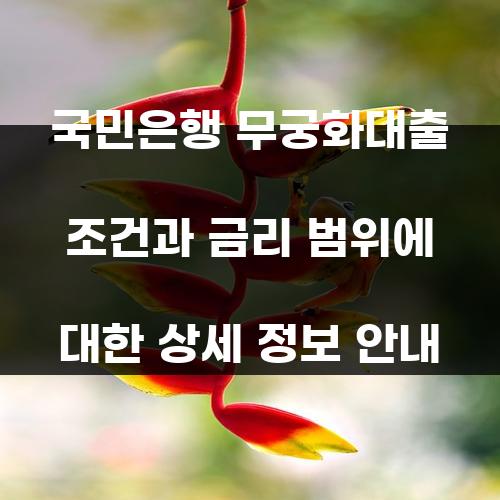 국민은행 무궁화대출 조건과 금리 범위에 대한 상세 정보 안내