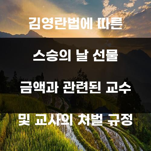 김영란법에 따른 스승의 날 선물 금액과 관련된 교수 및 교사의 처벌 규정