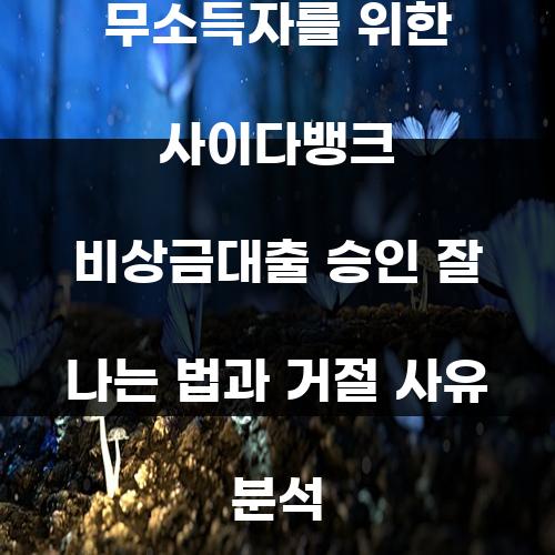무소득자를 위한 사이다뱅크 비상금대출 승인 잘 나는 법과 거절 사유 분석