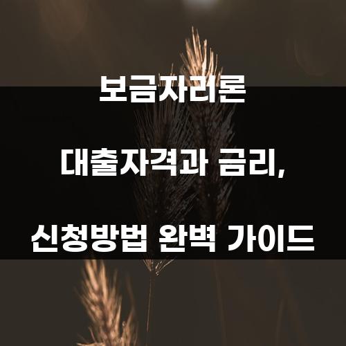 보금자리론 대출자격과 금리, 신청방법 완벽 가이드
