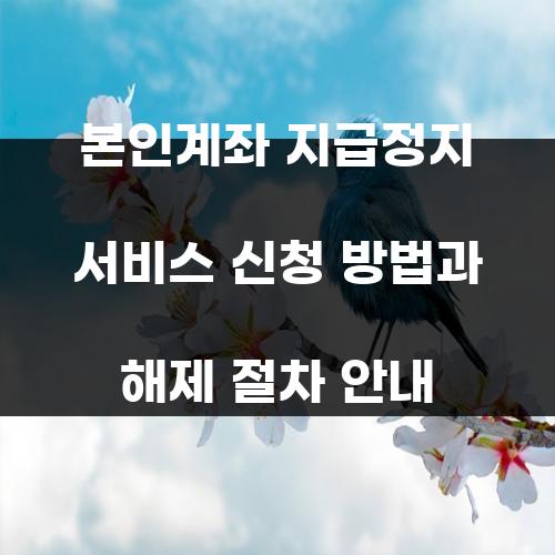 본인계좌 지급정지 서비스 신청 방법과 해제 절차 안내