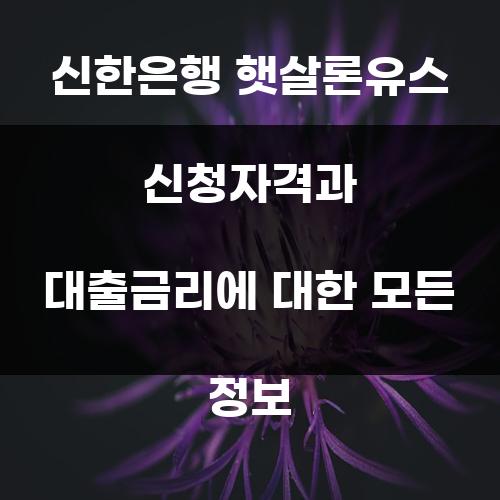 신한은행 햇살론유스 신청자격과 대출금리에 대한 모든 정보