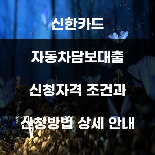 신한카드 자동차담보대출 신청자격 조건과 신청방법 상세 안내