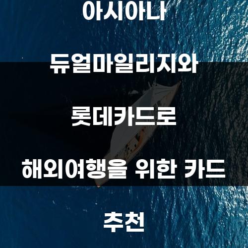아시아나 듀얼마일리지와 롯데카드로 해외여행을 위한 카드 추천