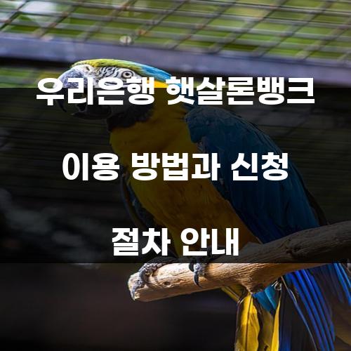 우리은행 햇살론뱅크 이용 방법과 신청 절차 안내