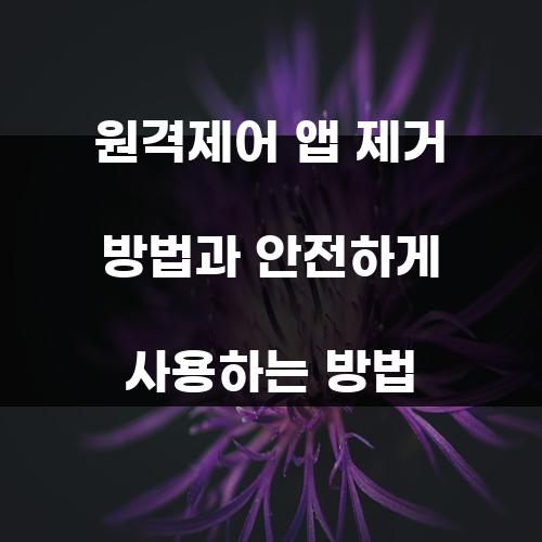 원격제어 앱 제거 방법과 안전하게 사용하는 방법