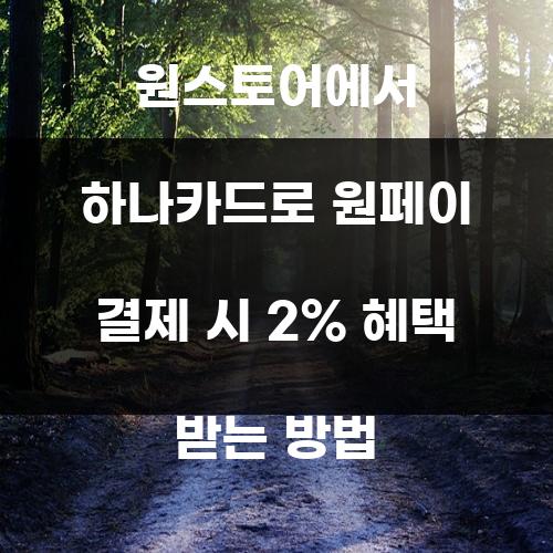 원스토어에서 하나카드로 원페이 결제 시 2% 혜택 받는 방법