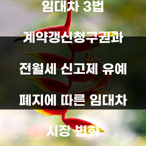 임대차 3법 계약갱신청구권과 전월세 신고제 유예 폐지에 따른 임대차 시장 변화