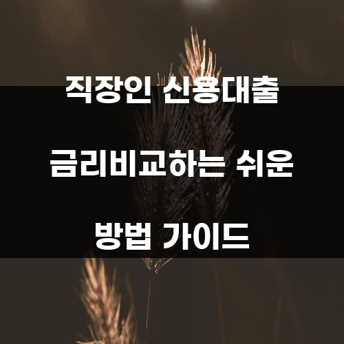 직장인 신용대출 금리비교하는 쉬운 방법 가이드