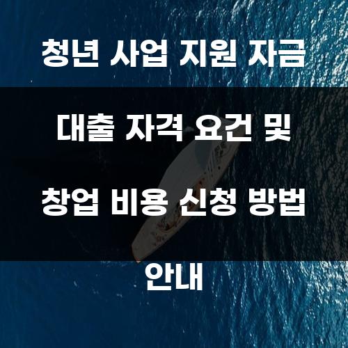 청년 사업 지원 자금 대출 자격 요건 및 창업 비용 신청 방법 안내
