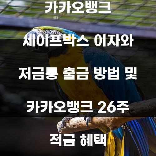 카카오뱅크 세이프박스 이자와 저금통 출금 방법 및 카카오뱅크 26주 적금 혜택
