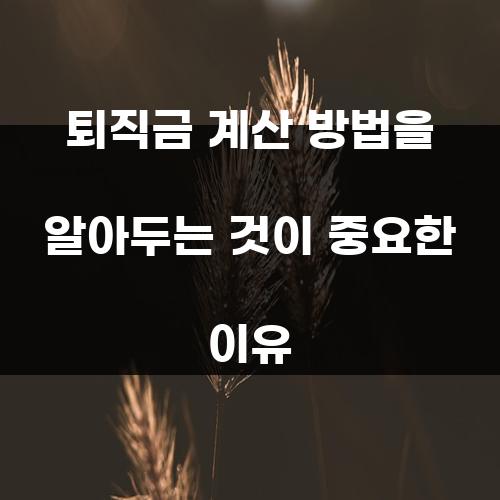 퇴직금 계산 방법을 알아두는 것이 중요한 이유