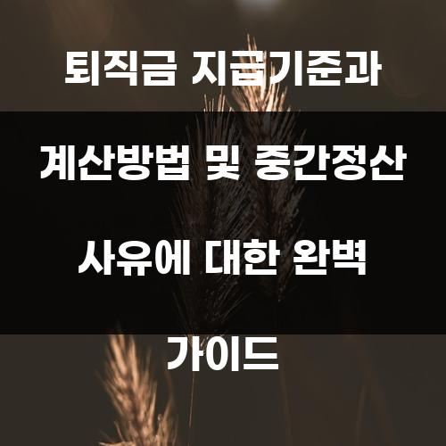 퇴직금 지급기준과 계산방법 및 중간정산 사유에 대한 완벽 가이드