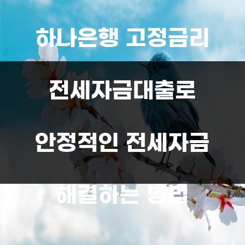 하나은행 고정금리 전세자금대출로 안정적인 전세자금 해결하는 방법