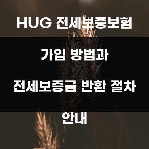HUG 전세보증보험 가입 방법과 전세보증금 반환 절차 안내