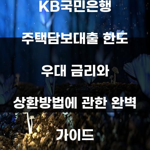 KB국민은행 주택담보대출 한도 우대 금리와 상환방법에 관한 완벽 가이드