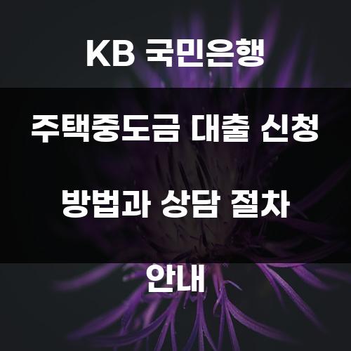 KB 국민은행 주택중도금 대출 신청 방법과 상담 절차 안내