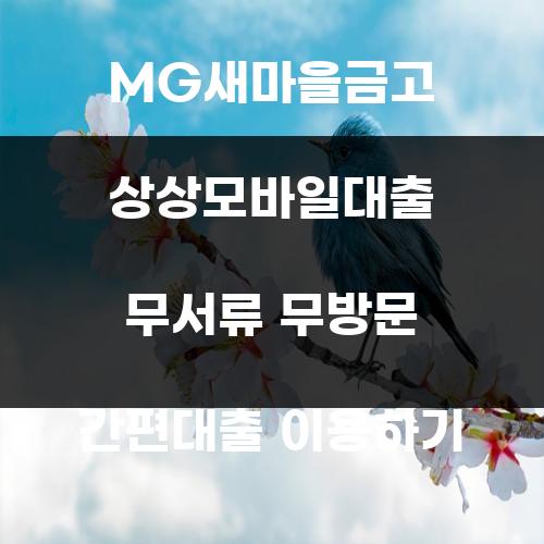 MG새마을금고 상상모바일대출 무서류 무방문 간편대출 이용하기