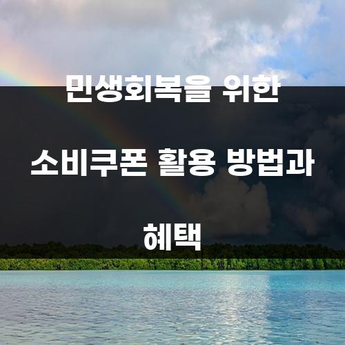 민생회복을 위한 소비쿠폰 활용 방법과 혜택