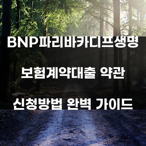 BNP파리바카디프생명 보험계약대출 약관 신청방법 완벽 가이드