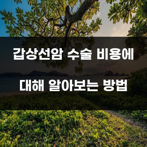 갑상선암 수술 비용에 대해 알아보는 방법