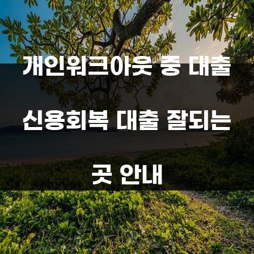 개인워크아웃 중 대출 신용회복 대출 잘되는 곳 안내