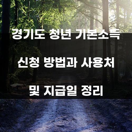 경기도 청년 기본소득 신청 방법과 사용처 및 지급일 정리