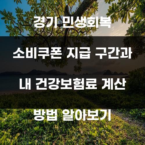 경기 민생회복 소비쿠폰 지급 구간과 내 건강보험료 계산 방법 알아보기