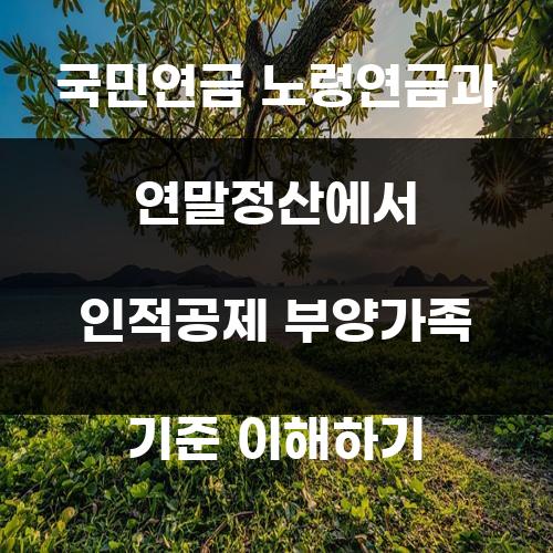 국민연금 노령연금과 연말정산에서 인적공제 부양가족 기준 이해하기