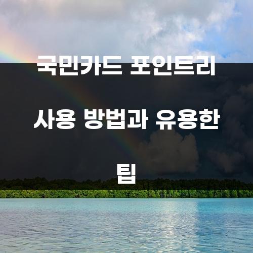 국민카드 포인트리 사용 방법과 유용한 팁