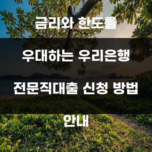 금리와 한도를 우대하는 우리은행 전문직대출 신청 방법 안내