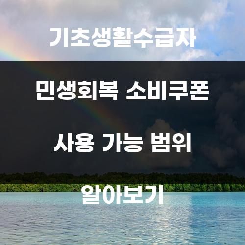기초생활수급자 민생회복 소비쿠폰 사용 가능 범위 알아보기