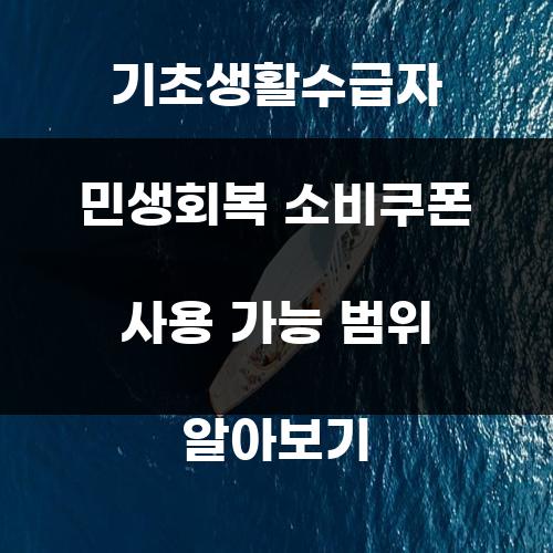 기초생활수급자 민생회복 소비쿠폰 사용 가능 범위 알아보기