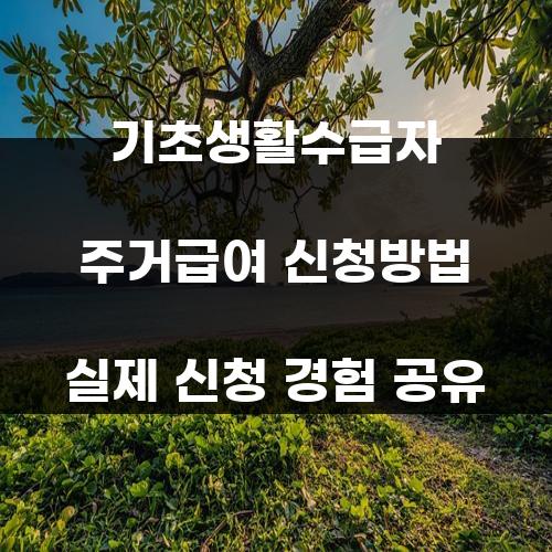 기초생활수급자 주거급여 신청방법 실제 신청 경험 공유