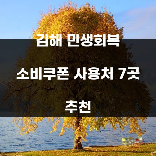 김해 민생회복 소비쿠폰 사용처 7곳 추천