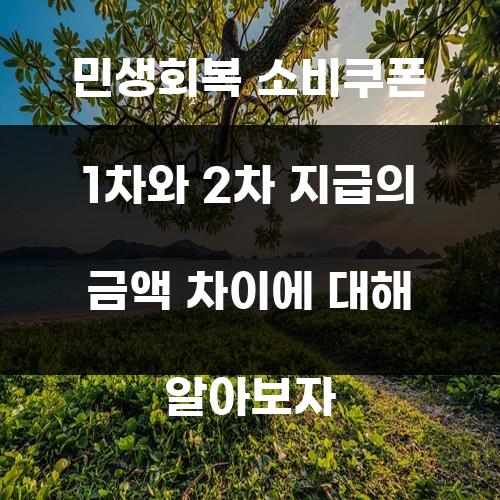 민생회복 소비쿠폰 1차와 2차 지급의 금액 차이에 대해 알아보자