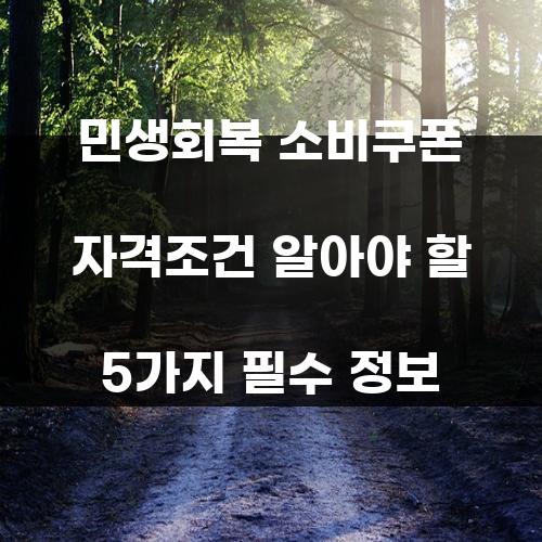 민생회복 소비쿠폰 자격조건 알아야 할 5가지 필수 정보