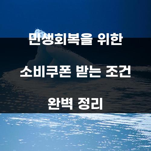 민생회복을 위한 소비쿠폰 받는 조건 완벽 정리
