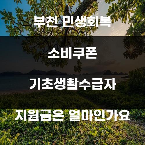 부천 민생회복 소비쿠폰 기초생활수급자 지원금은 얼마인가요