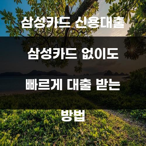 삼성카드 신용대출 삼성카드 없이도 빠르게 대출 받는 방법